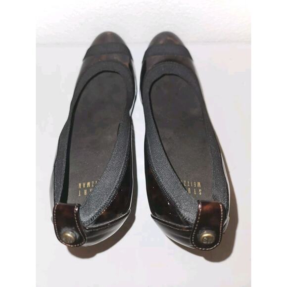 NEW! Stuart Weitzman Easily Elastic Pump Patent Leather Tortoise Shell Toe Sz 8 - Picture 7 of 9